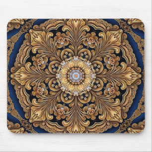 Tapis De Souris Mousepad décoratif en or bleu
