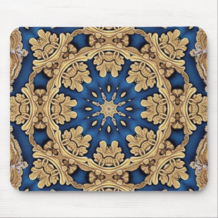 Tapis De Souris Mousepad décoratif en or bleu