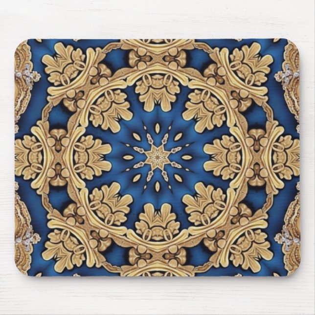 Tapis De Souris Mousepad décoratif en or bleu (Devant)