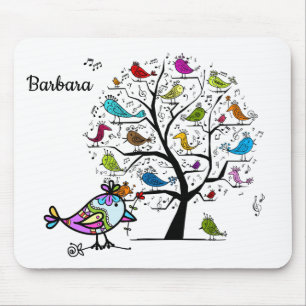 Tapis De Souris Mousepad d'oiseaux de printemps colorés personnali