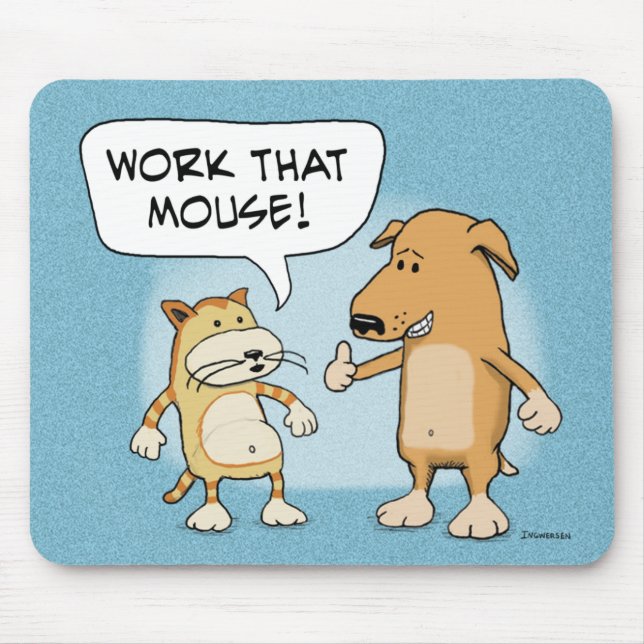 Tapis De Souris Mousepad drôle : Chat et chien de bande dessinée (Devant)