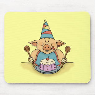 Tapis De Souris mousepad drôle de porc affamé d'anniversaire