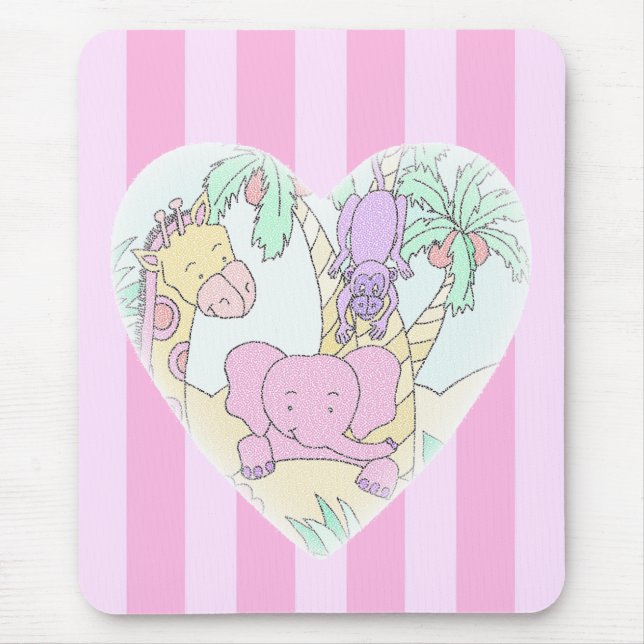 Tapis De Souris Mousepad du coeur 2 de bébé de jungle - avec les (Devant)