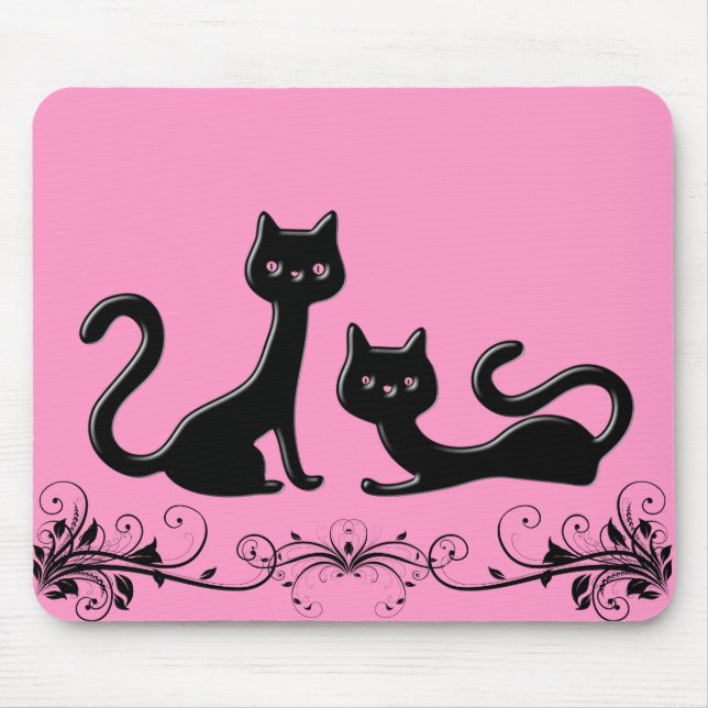 Tapis De Souris Mousepad en caricature de chatons noirs (Devant)