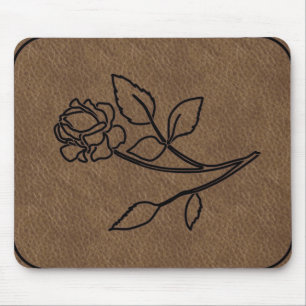 Tapis De Souris MousePad EN CUIR ROSE MARQUÉ