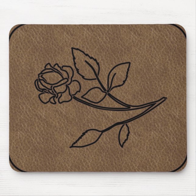 Tapis De Souris MousePad EN CUIR ROSE MARQUÉ (Devant)