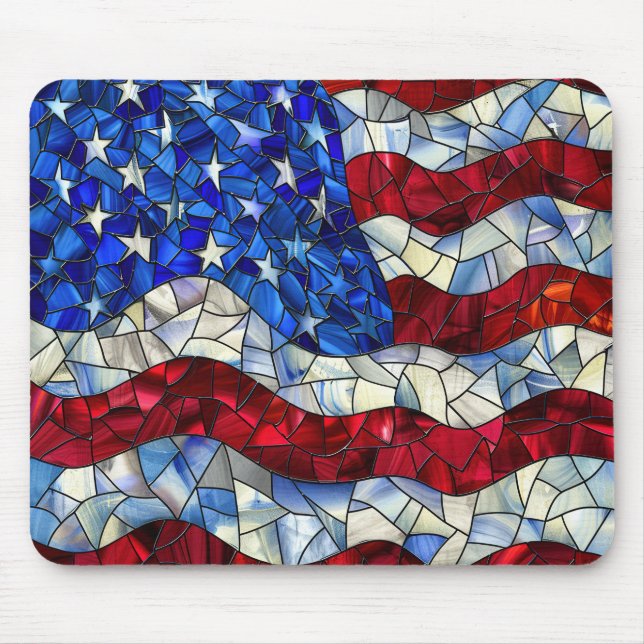 Tapis De Souris Mousepad en verre teinté du drapeau américain (Devant)