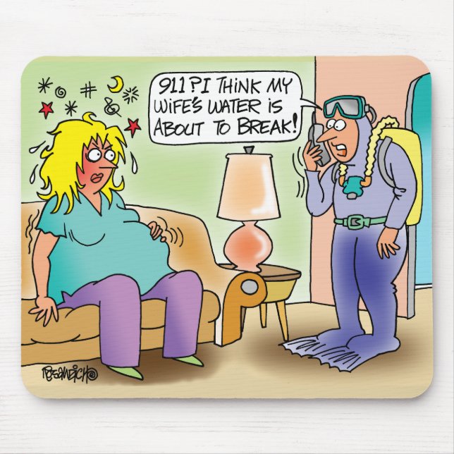 TAPIS DE SOURIS MOUSEPAD EXTRÊMEMENT ENCEINTE - MARI DE PLONGEUR (Devant)