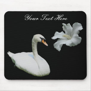 Tapis De Souris Mousepad, Fleur De Swan Et D'Hibiscus Blanc