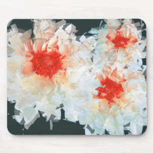 Tapis De Souris Mousepad Fleurs Blanc Noir Cubiste