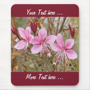 Tapis De Souris Mousepad - Fleurs roses avec texte