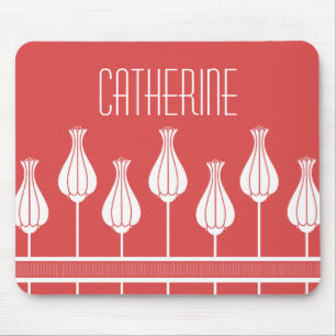 Tapis De Souris Mousepad Floral Art déco rouge