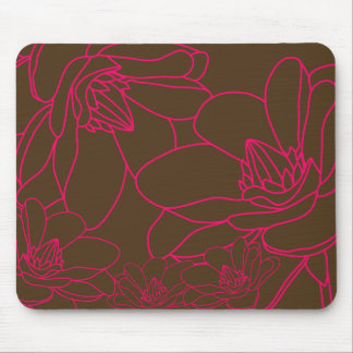 Tapis De Souris Mousepad floral chic moderne - rose et brun