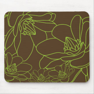 Tapis De Souris Mousepad floral chic moderne - vert et brun