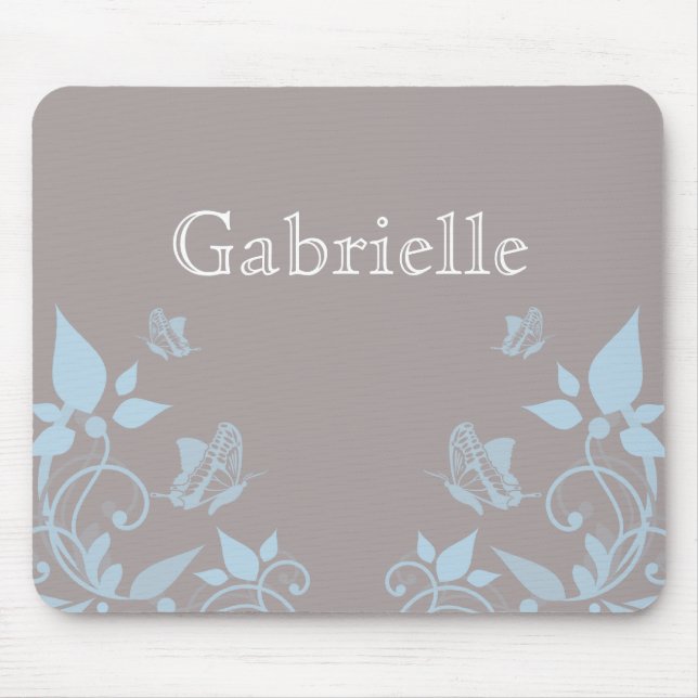 Tapis De Souris Mousepad floral papillon bleu (Devant)