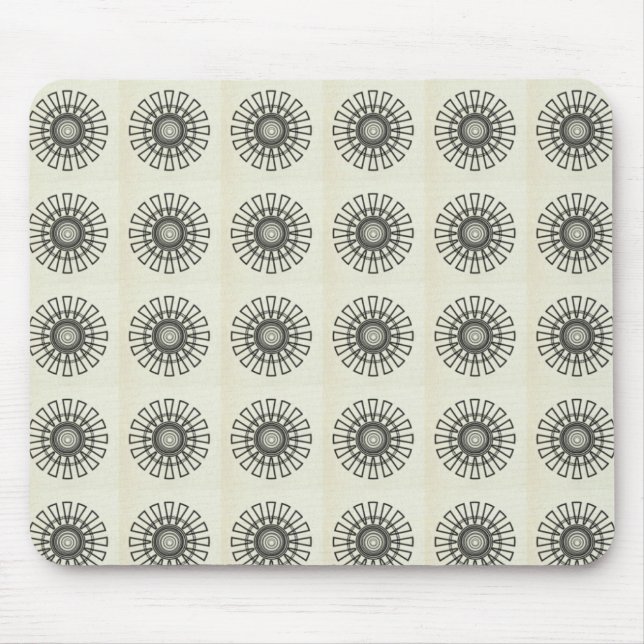Tapis De Souris Mousepad Floral Rétro, Noir (Devant)