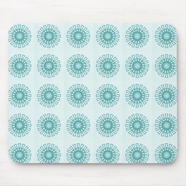 Tapis De Souris Mousepad Floral Rétro, Turquoise (Devant)