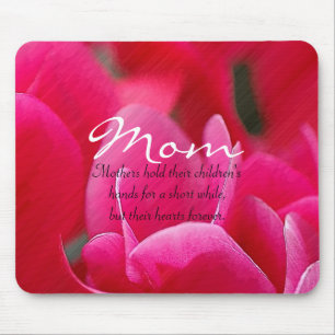Tapis De Souris Mousepad floral rose et rouge de maman