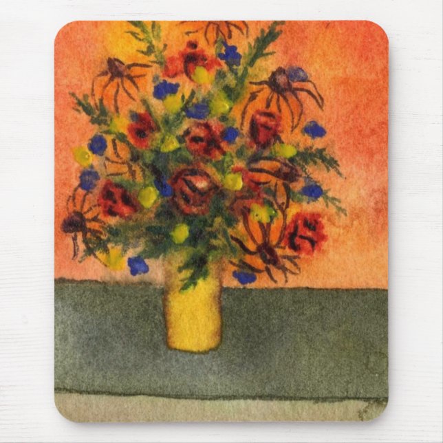 Tapis De Souris Mousepad floral "Vase Jaune" (Devant)