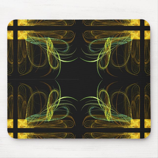 Tapis De Souris Mousepad Fractal Or & Vert (Devant)
