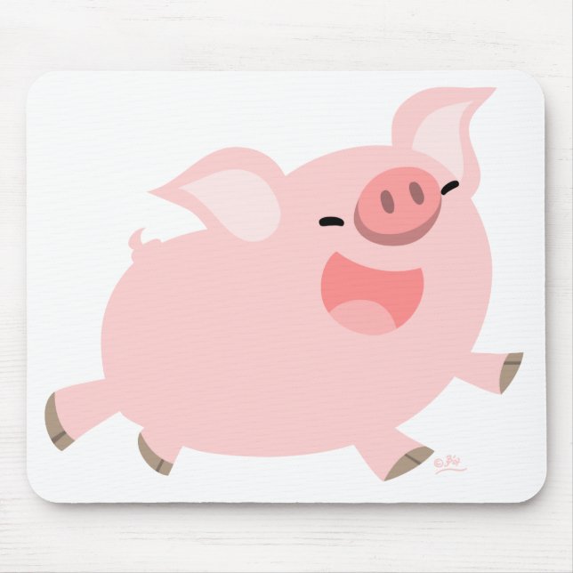 Tapis De Souris Mousepad gai de porc de bande dessinée (Devant)