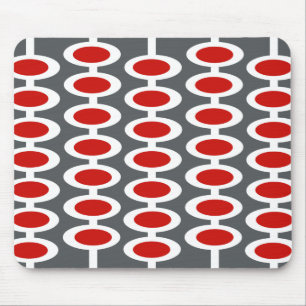 Tapis De Souris Mousepad gris, blanc et rouge de rétro motif de