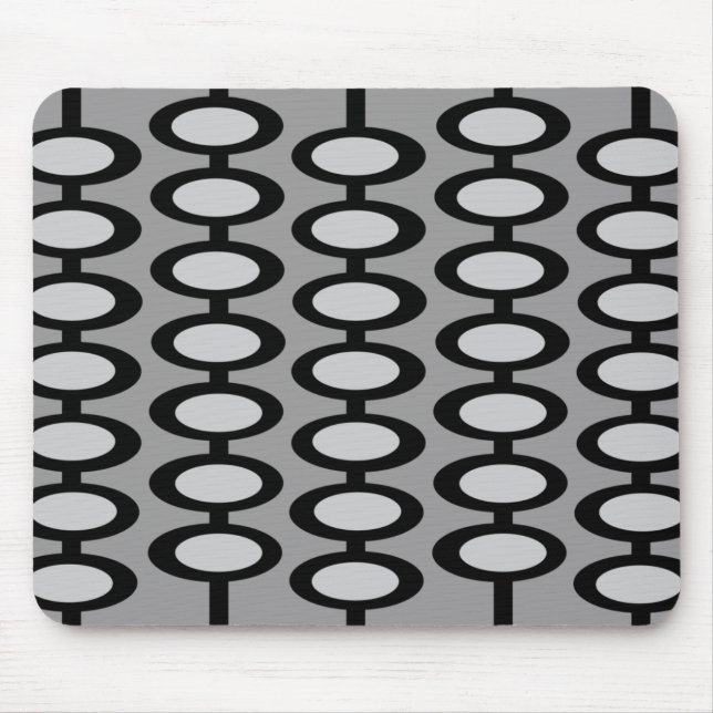 Tapis De Souris Mousepad gris et noir de rétro motif de globe - (Devant)