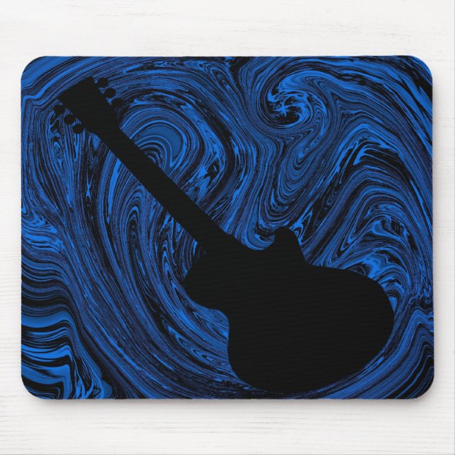 Tapis De Souris Mousepad Guitare Abstraite, Bleu (Devant)