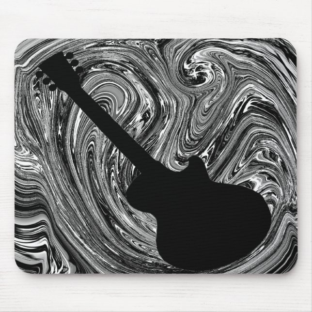 Tapis De Souris Mousepad Guitare Abstraite, noir & blanc (Devant)