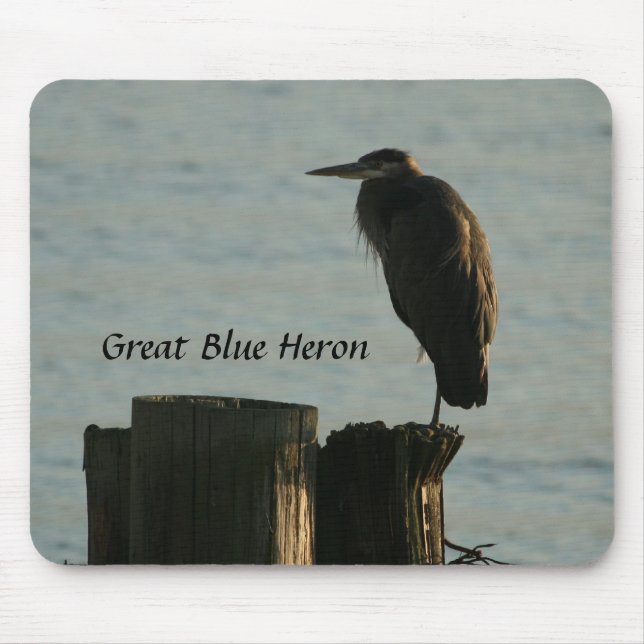 Tapis De Souris Mousepad :  Héron de grand bleu (Devant)