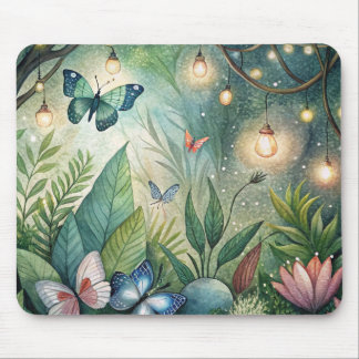 Tapis De Souris Mousepad Imaginaire avec fleurs et papillons
