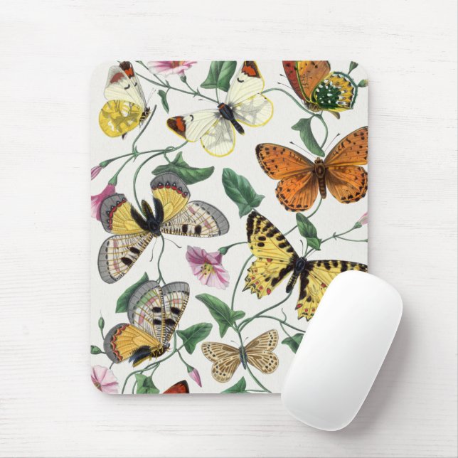 Tapis De Souris Mousepad Joli Papillon Vitntage Illustration (Avec souris)