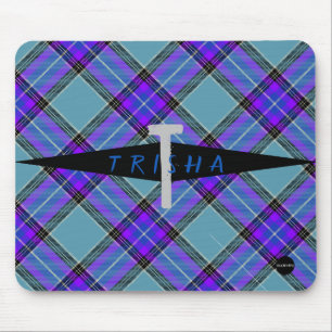 Tapis De Souris Mousepad mauve et bleu plaid - HAMbyWG