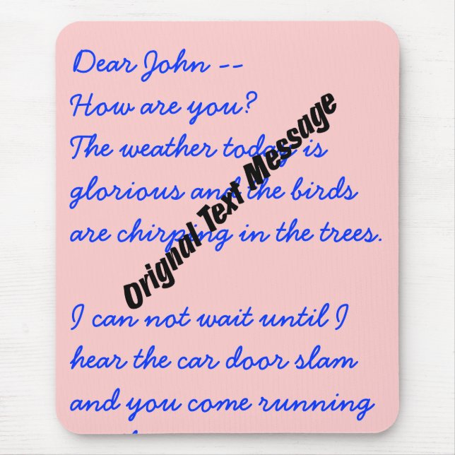 Tapis De Souris Mousepad - Message texte original (Devant)