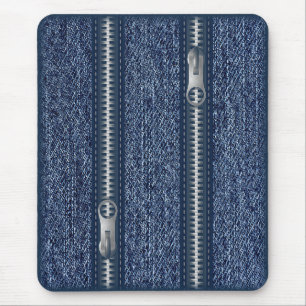 Tapis De Souris Mousepad moderne, jean bleu avec fermeture éclair