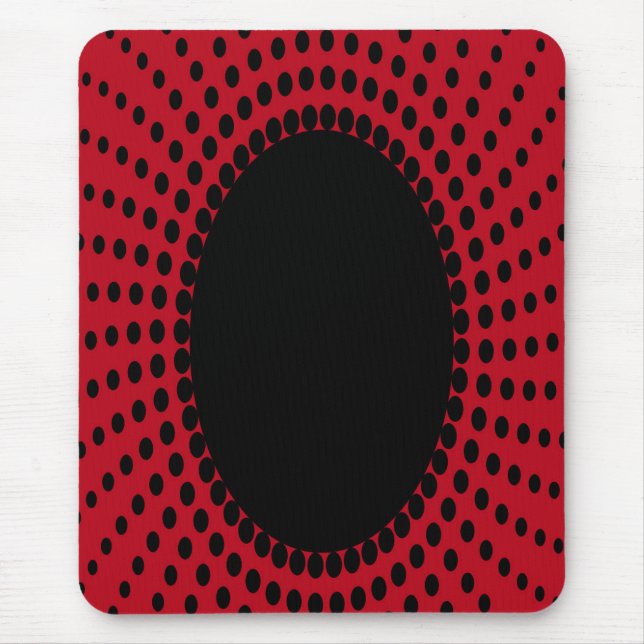 Tapis De Souris Mousepad moderne, noir, rouge, abstrait, points (Devant)