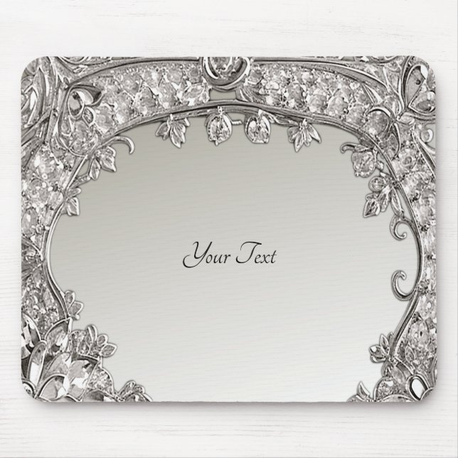 Tapis De Souris Mousepad moderne orné d'argent (Devant)
