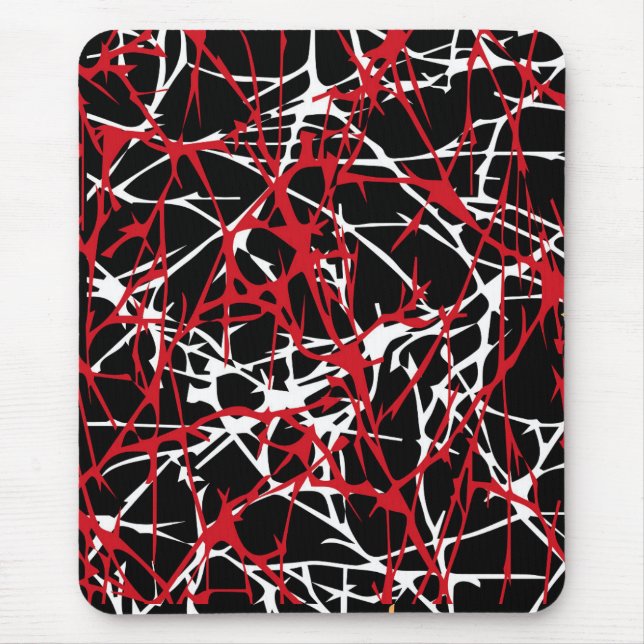 Tapis De Souris Mousepad moderne, résumé, noir, rouge, blanc (Devant)