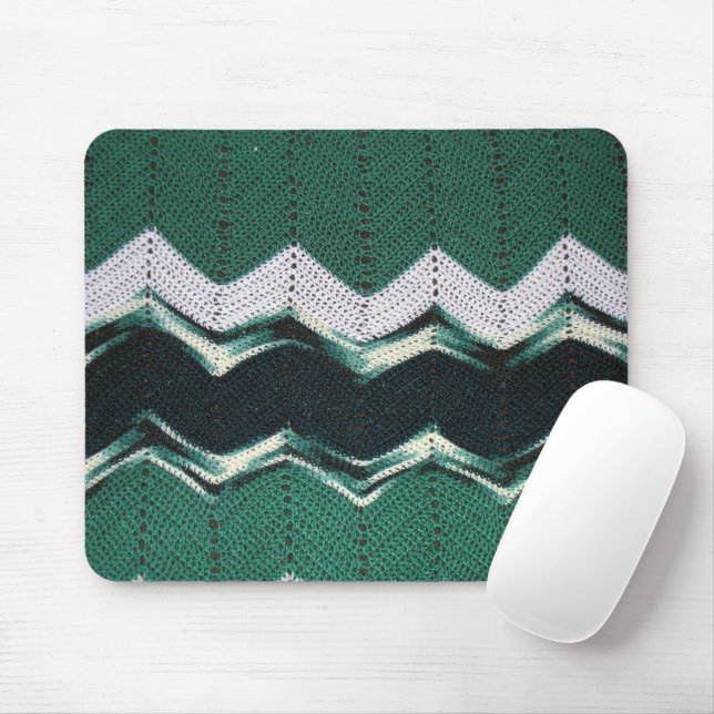 Tapis De Souris Mousepad - Motif Chevron en Verts (Avec souris)