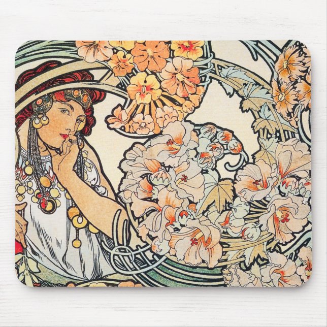 Tapis De Souris Mousepad : Mucha - Langue des Fleurs (Devant)