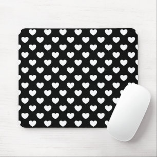 Tapis De Souris Mousepad Noir Avec Motif Coeur Blanc Élégant