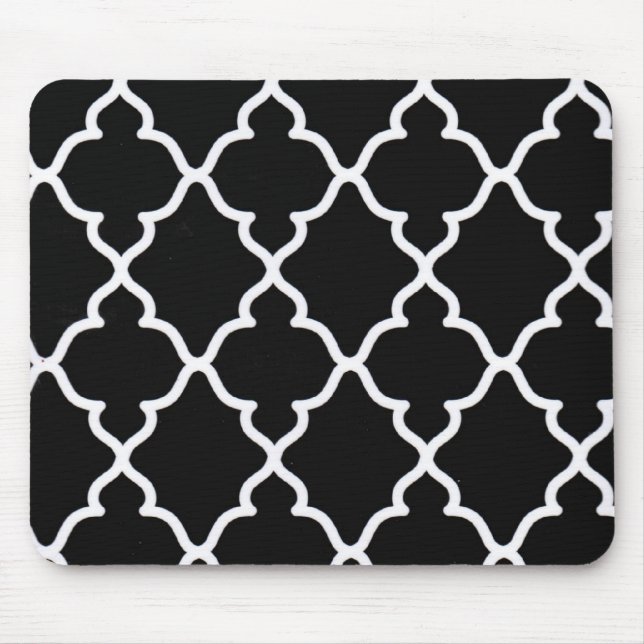 Tapis De Souris Mousepad noir et blanc de treillis… (Devant)