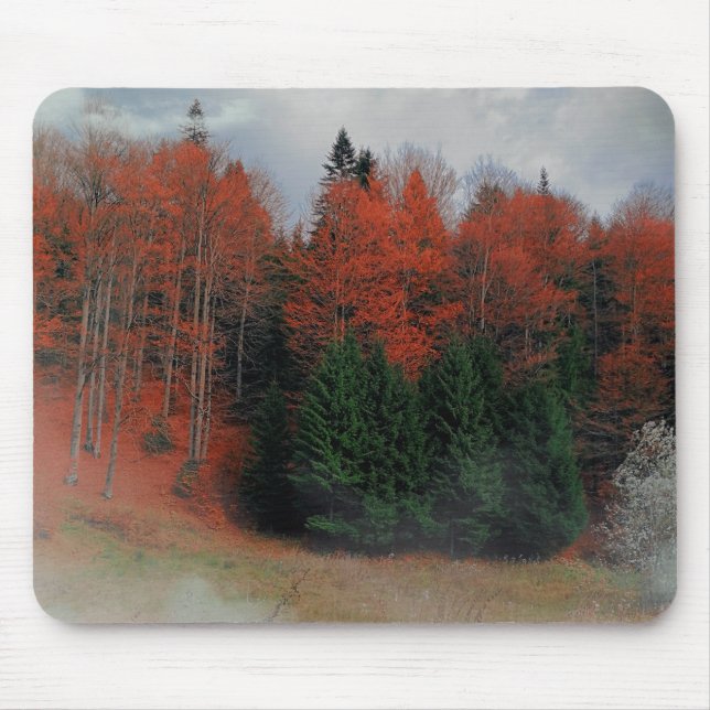 Tapis De Souris Mousepad Octobre Forêt Rouge Vert (Devant)