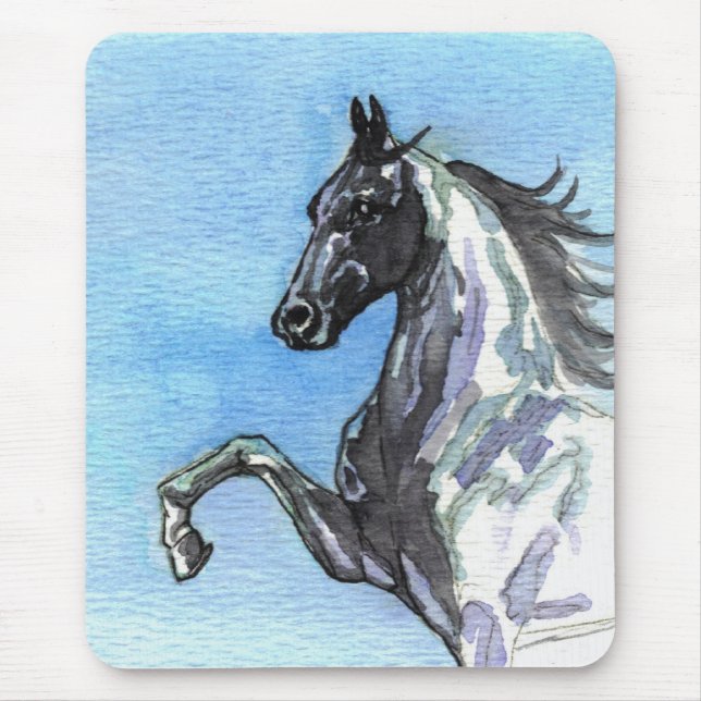 Tapis De Souris Mousepad-Ombres de cheval de Saddlebred de bleu (Devant)