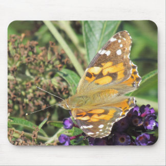 Tapis De Souris Mousepad - Papillon orange sur Fleur violette