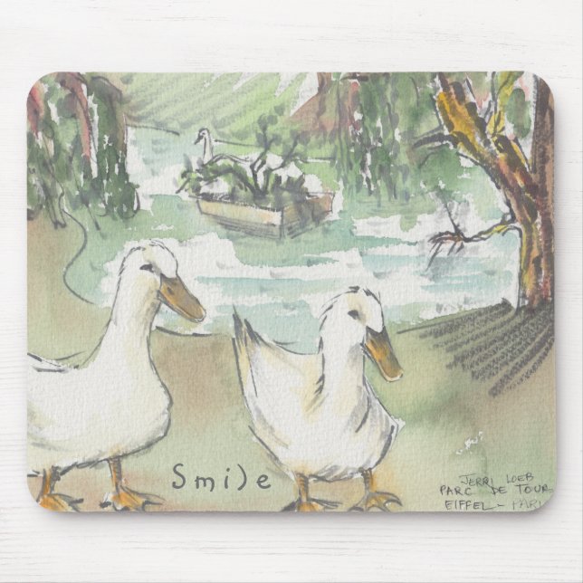 Tapis De Souris Mousepad "Paris/Parc Sketch Aquarelle" (Devant)