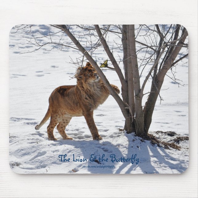 Tapis De Souris Mousepad photo de lion et papillon africains (Devant)