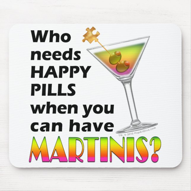 Tapis De Souris Mousepad - pilules heureuses des martini v. (Devant)