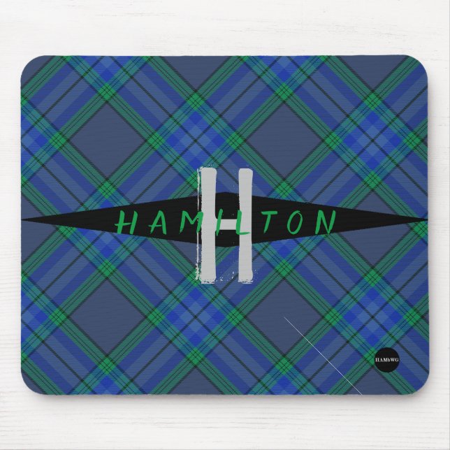 Tapis De Souris Mousepad plaid bleu et vert - HAMbyWG (Devant)