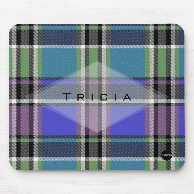 Tapis De Souris Mousepad plaid rose et violet - HAMbyWG (Devant)